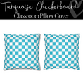 Load image into Gallery viewer, Turquoise Checkerboard Pillow Cover