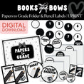 Load image into Gallery viewer, Black and White Printable Papers to Grade Folder & Pencil Classroom Labels