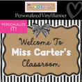 Load image into Gallery viewer, Stripes & Bows Personalized Classroom Banner | Banner Bar