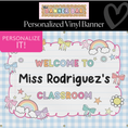 Load image into Gallery viewer, Sticker Book Blue Gingham Personalized Classroom Banner | Banner Bar