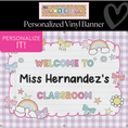 Load image into Gallery viewer, Sticker Book Lavender Gingham Personalized Classroom Banner | Banner Bar