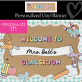 Load image into Gallery viewer, Pastel Mint Happy Teacher Personalized Classroom Banner | Banner Bar