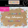 Load image into Gallery viewer, Pastel Blue Gingham School Supplies Personalized Banner | Banner Bar