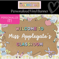 Load image into Gallery viewer, Pastel Yellow Gingham School Supplies Personalized Banner | Banner Bar