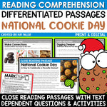 December Reading Comprehension Passages National Cookie Day Christmas Close Read