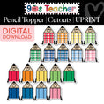 Load image into Gallery viewer, Printable Retro Pencil Topper Cutouts | 90s Teacher
