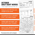 Load image into Gallery viewer, Printable Kindergarten October Daily Sight Words