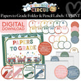 Load image into Gallery viewer, Printable Vintage Papers to Grade & Pencil Labels | Storybook Circus