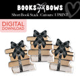 Load image into Gallery viewer, Printable Black and White Short Book Stack Bulletin Board Cutouts | Books and Bows