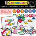 Load image into Gallery viewer, Printable Bright Rainbow Papers to Grade Folder & Pencil Classroom Labels |School Days