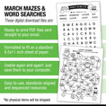 Load image into Gallery viewer, Printable March Mazes and Word Searches