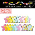 Load image into Gallery viewer, Printable Rainbow Pastel Puff Stars Bulletin Board Cutouts | Emotional Rollercoaster
