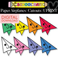 Load image into Gallery viewer, Printable Bright Rainbow Paper Airplanes Bulletin Board Cutouts | School Days