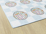 Disco Balls on Blue Checkerboard Sit Spots | Classroom Rugs | Schoolgirl Style