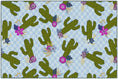 Load image into Gallery viewer, Cactus Patterns on Blue Checkerboard Classroom Rug by Schoolgirl Style