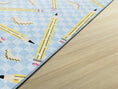 Load image into Gallery viewer, Pencils on Blue Checkerboard Classroom Rug by Schoolgirl Style