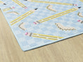 Load image into Gallery viewer, Pencils on Blue Checkerboard Classroom Rug by Schoolgirl Style