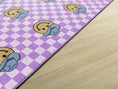 Load image into Gallery viewer, Cowboy Sit Spots on Lavender Checkerboard Classroom Rug by Schoolgirl Style