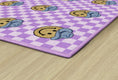 Load image into Gallery viewer, Cowboy Sit Spots on Lavender Checkerboard Classroom Rug by Schoolgirl Style