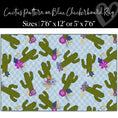 Load image into Gallery viewer, Cactus Patterns on Blue Checkerboard Classroom Rug by Schoolgirl Style