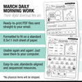 Load image into Gallery viewer, Printable First Grade March Daily Morning Work