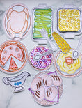 Load image into Gallery viewer, Colorful illustrations of food items on a marble surface. My thanksgiving dinner craft.