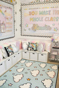 Load image into Gallery viewer, Clouds and Stars Pastel Blue Classroom Rug by Schoolgirl Style