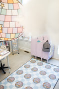 Load image into Gallery viewer, Disco Balls on Blue Checkerboard Sit Spots Classroom Rug by Schoolgirl Style