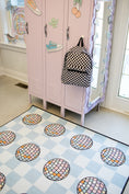 Load image into Gallery viewer, Disco Balls on Blue Checkerboard Sit Spots Classroom Rug by Schoolgirl Style