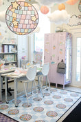 Load image into Gallery viewer, Disco Balls on Blue Checkerboard Sit Spots Classroom Rug by Schoolgirl Style