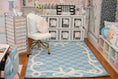 Load image into Gallery viewer, Bow Border Blue Check Classroom Rug by Schoolgirl Style