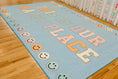 Load image into Gallery viewer, Sky Blue "This is Our Happy Place" Classroom Rug by Schoolgirl Style