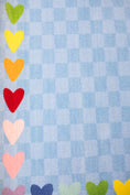 Load image into Gallery viewer, Blue Checkerboard Rug with Rainbow Hearts Border Classroom Rug by Schoolgirl Style