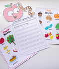 Load image into Gallery viewer, Educational materials for children with apple-themed activities on a white background