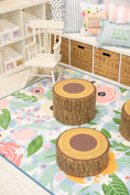 Load image into Gallery viewer, Pretty in Pastel Floral on Gingham Classroom Rug by Schoolgirl Style