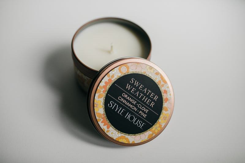 Sweater Weather Candle | 6oz Rose Gold Candle Tin  | StyleHouse Design Studio