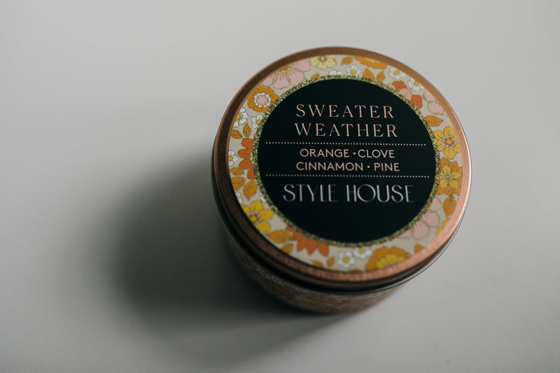 Sweater Weather Candle | 6oz Rose Gold Candle Tin  | StyleHouse Design Studio