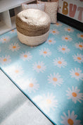 Load image into Gallery viewer, White Daisies on Blue Classroom Rug by Schoolgirl Style