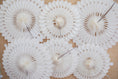 Load image into Gallery viewer, White Tissue Paper Fans Set of 6 | Bulletin Board Decor | Classroom Wall Decor