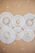 Load image into Gallery viewer, White Tissue Paper Fans Set of 6 | Bulletin Board Decor | Classroom Wall Decor