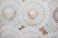 Load image into Gallery viewer, White Tissue Paper Fans Set of 6 | Bulletin Board Decor | Classroom Wall Decor
