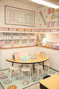 Load image into Gallery viewer, Smiley Faces on Mint Sit Spots Classroom Rug by Schoolgirl Style