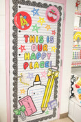 Load image into Gallery viewer, This Is Our Happy Place Bright Rainbow Classroom Door Decor | School Days