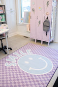 Load image into Gallery viewer, Smile Lavender Checkerboard Classroom Rug by Schoolgirl Style