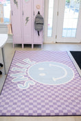 Load image into Gallery viewer, Smile Lavender Checkerboard Classroom Rug by Schoolgirl Style