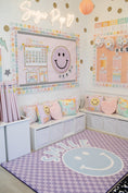 Load image into Gallery viewer, Smile Lavender Checkerboard Classroom Rug by Schoolgirl Style