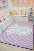 Load image into Gallery viewer, Smile Lavender Checkerboard Classroom Rug by Schoolgirl Style