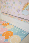 Load image into Gallery viewer, Pastel Rainbow Smileys Classroom Rug by Schoolgirl Style