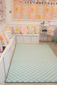 Load image into Gallery viewer, Mint Checkerboard Rug Classroom Rug by schoolgirl style