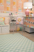 Load image into Gallery viewer, Mint Checkerboard Rug Classroom Rug by schoolgirl style